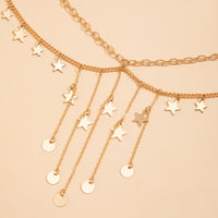 Thumbnail for Dainty Layered Star Sequin Tassel Belly Chain