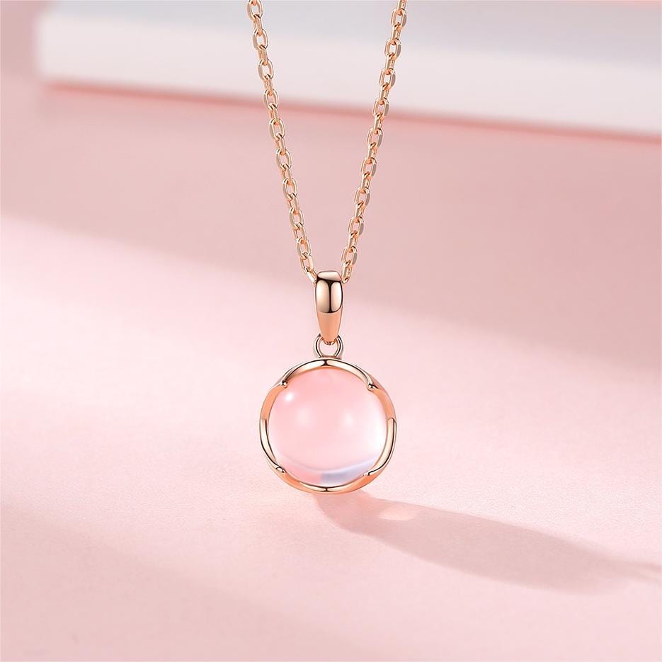 Dainty Pink Crystal Pendant Necklace - ArtGalleryZen