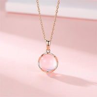 Thumbnail for Dainty Pink Crystal Pendant Necklace - ArtGalleryZen