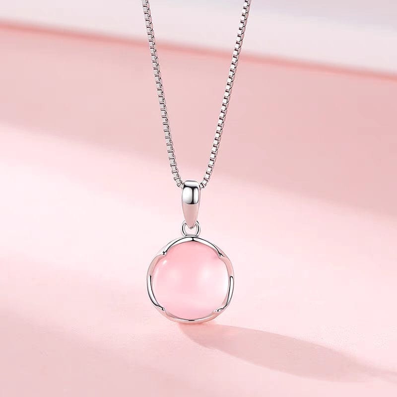 Dainty Pink Crystal Pendant Necklace - ArtGalleryZen