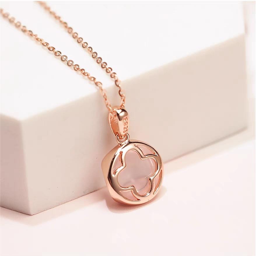 Dainty Pink Crystal Pendant Necklace - ArtGalleryZen