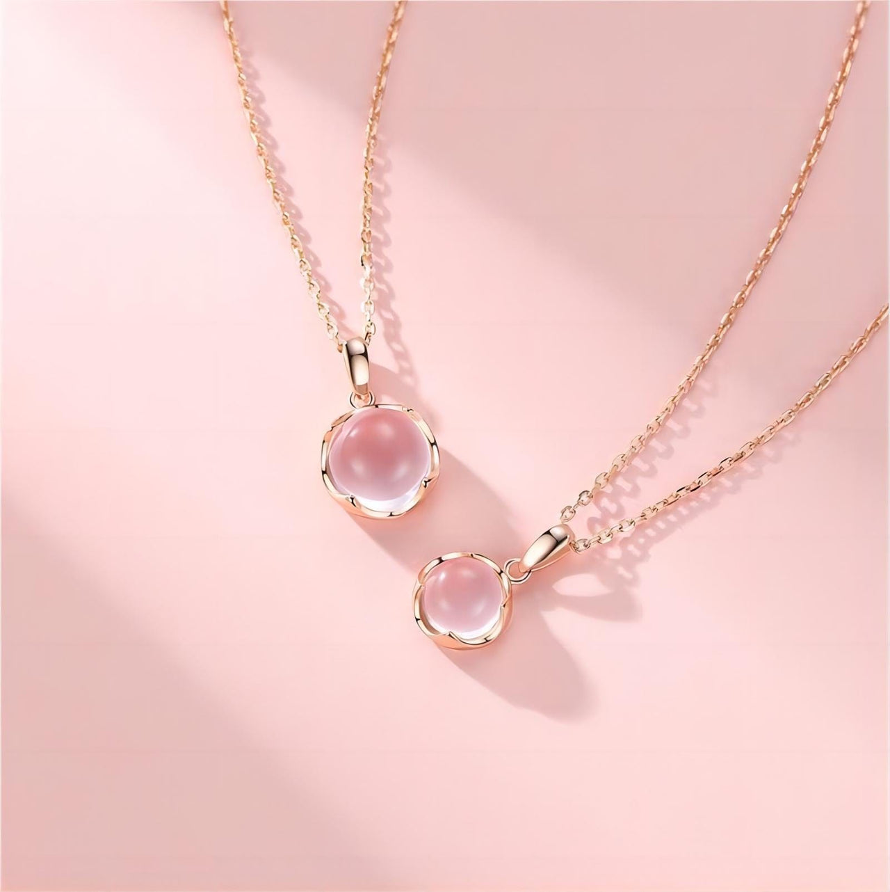 Dainty Pink Crystal Pendant Necklace - ArtGalleryZen