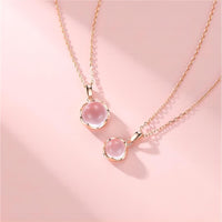 Thumbnail for Dainty Pink Crystal Pendant Necklace - ArtGalleryZen