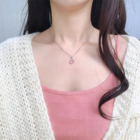 Thumbnail for Dainty Pink Crystal Pendant Necklace - ArtGalleryZen