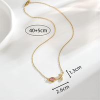 Thumbnail for Dainty Pink Crystal Tulip Chain Necklace - ArtGalleryZen