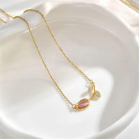 Thumbnail for Dainty Pink Crystal Tulip Chain Necklace - ArtGalleryZen