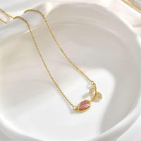 Thumbnail for Dainty Pink Crystal Tulip Chain Necklace - ArtGalleryZen