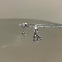 Thumbnail for Dainty Pink CZ Inlaid Heart Star Hoop Dangle Earrings Set - ArtGalleryZen