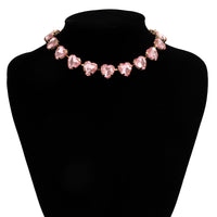 Thumbnail for Dainty Pink Heart CZ Inlaid Choker Necklace - ArtGalleryZen