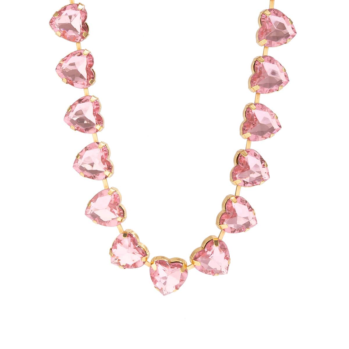 Dainty Pink Heart CZ Inlaid Choker Necklace - ArtGalleryZen