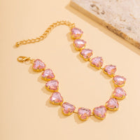 Thumbnail for Dainty Pink Heart CZ Inlaid Choker Necklace - ArtGalleryZen