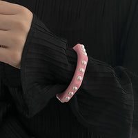 Thumbnail for Dainty Polygon Pearl Resin Bangle Bracelet - ArtGalleryZen