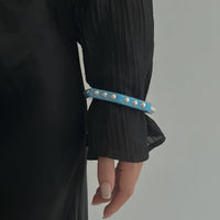 Thumbnail for Dainty Polygon Pearl Resin Bangle Bracelet - ArtGalleryZen