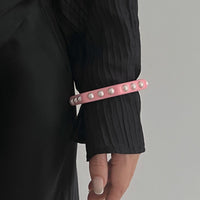 Thumbnail for Dainty Polygon Pearl Resin Bangle Bracelet - ArtGalleryZen