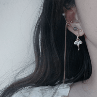Thumbnail for Dainty Rhinestone Inlaid Ballet Dancer Dangle Long Chain Ear Clip Earring - ArtGalleryZen