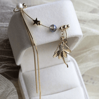 Thumbnail for Dainty Rhinestone Inlaid Ballet Dancer Dangle Long Chain Ear Clip Earring - ArtGalleryZen