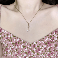 Thumbnail for Dainty Rhinestone Inlaid Crystal Tulip Pendant Necklace - ArtGalleryZen