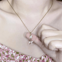 Thumbnail for Dainty Rhinestone Inlaid Crystal Tulip Pendant Necklace