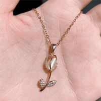 Thumbnail for Dainty Rhinestone Inlaid Crystal Tulip Pendant Necklace