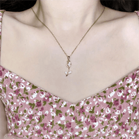 Thumbnail for Dainty Rhinestone Inlaid Crystal Tulip Pendant Necklace