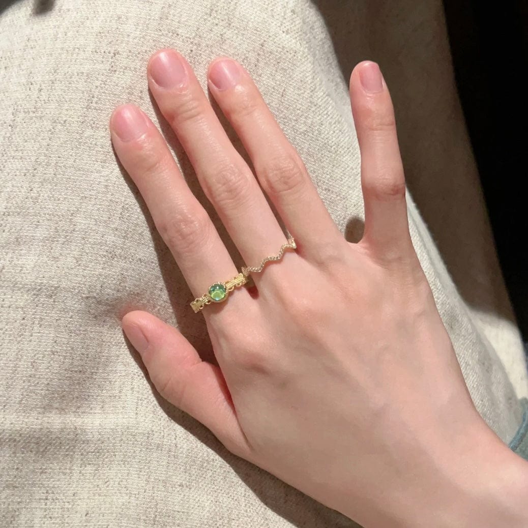 Dainty Rhinestone Inlaid Curved Open Ring - ArtGalleryZen