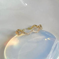 Thumbnail for Dainty Rhinestone Inlaid Curved Open Ring - ArtGalleryZen