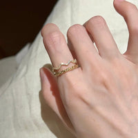 Thumbnail for Dainty Rhinestone Inlaid Curved Open Ring - ArtGalleryZen