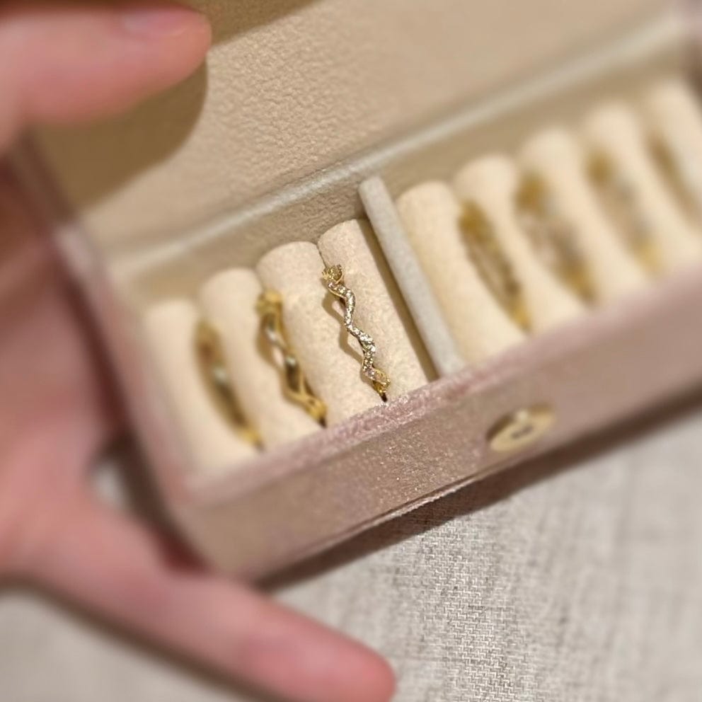 Dainty Rhinestone Inlaid Curved Open Ring - ArtGalleryZen