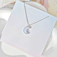 Thumbnail for Dainty S925 Silver Gradient Water Ripple Moon Heart Star Necklace - ArtGalleryZen