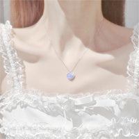 Thumbnail for Dainty S925 Silver Gradient Water Ripple Moon Heart Star Necklace - ArtGalleryZen