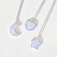 Thumbnail for Dainty S925 Silver Gradient Water Ripple Moon Heart Star Necklace