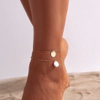 Thumbnail for Dainty Sequin Pearl Charm Cable Saturn Chain Stackable Anklet Set - ArtGalleryZen