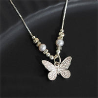 Thumbnail for Dainty Silver Butterfly Necklace - ArtGalleryZen