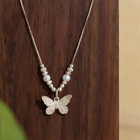 Thumbnail for Dainty Silver Butterfly Necklace - ArtGalleryZen