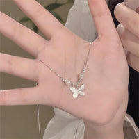 Thumbnail for Dainty Silver Butterfly Necklace - ArtGalleryZen