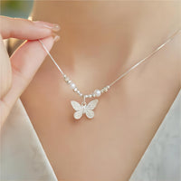 Thumbnail for Dainty Silver Butterfly Necklace - ArtGalleryZen