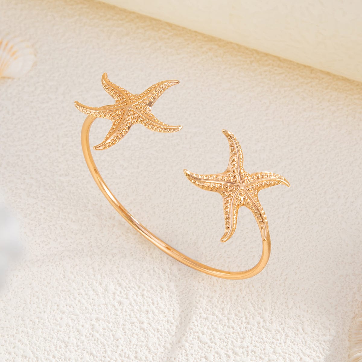 Dainty Starfish Open Bangle Bracelet - ArtGalleryZen