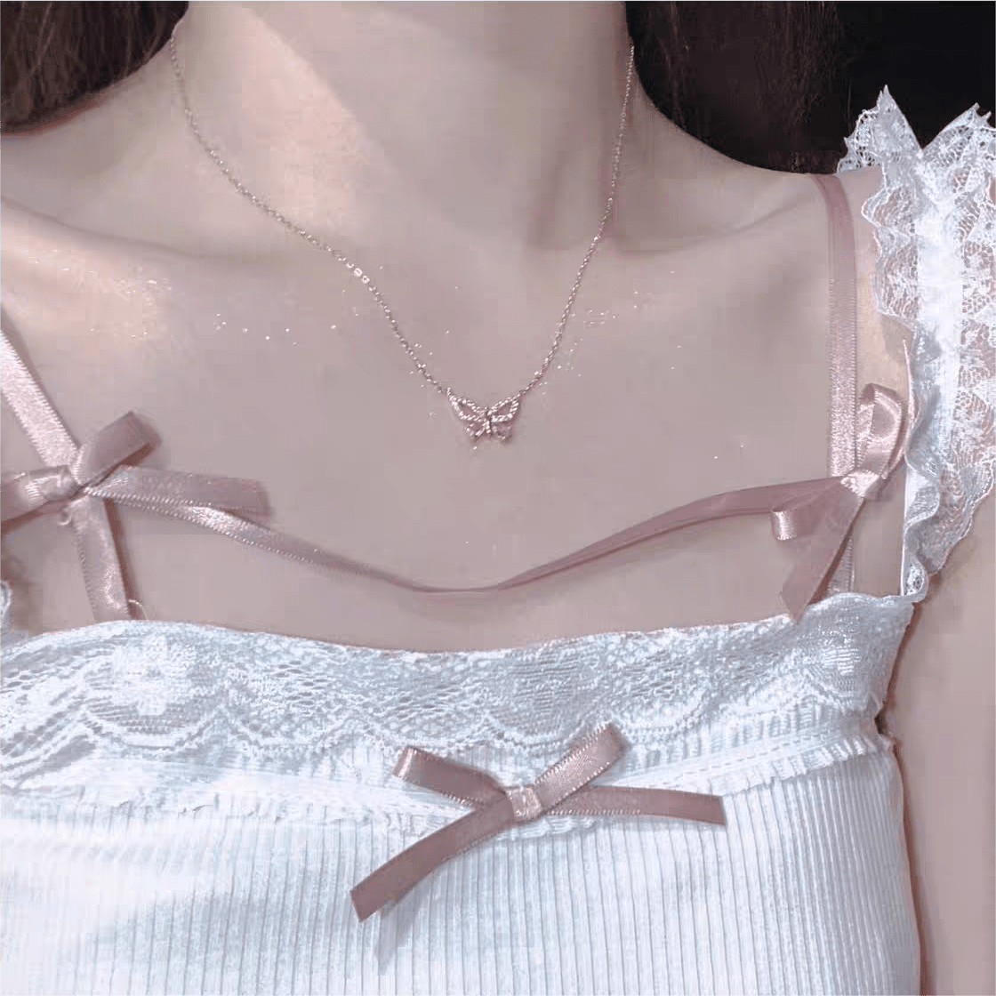 Dainty Sterling Silver Zirconia Butterfly Necklace - ArtGalleryZen