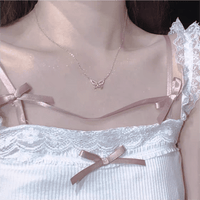 Thumbnail for Dainty Sterling Silver Zirconia Butterfly Necklace - ArtGalleryZen