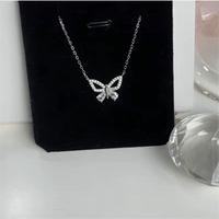 Thumbnail for Dainty Sterling Silver Zirconia Butterfly Necklace - ArtGalleryZen