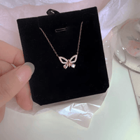 Thumbnail for Dainty Sterling Silver Zirconia Butterfly Necklace - ArtGalleryZen