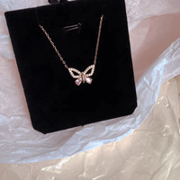 Thumbnail for Dainty Sterling Silver Zirconia Butterfly Necklace - ArtGalleryZen