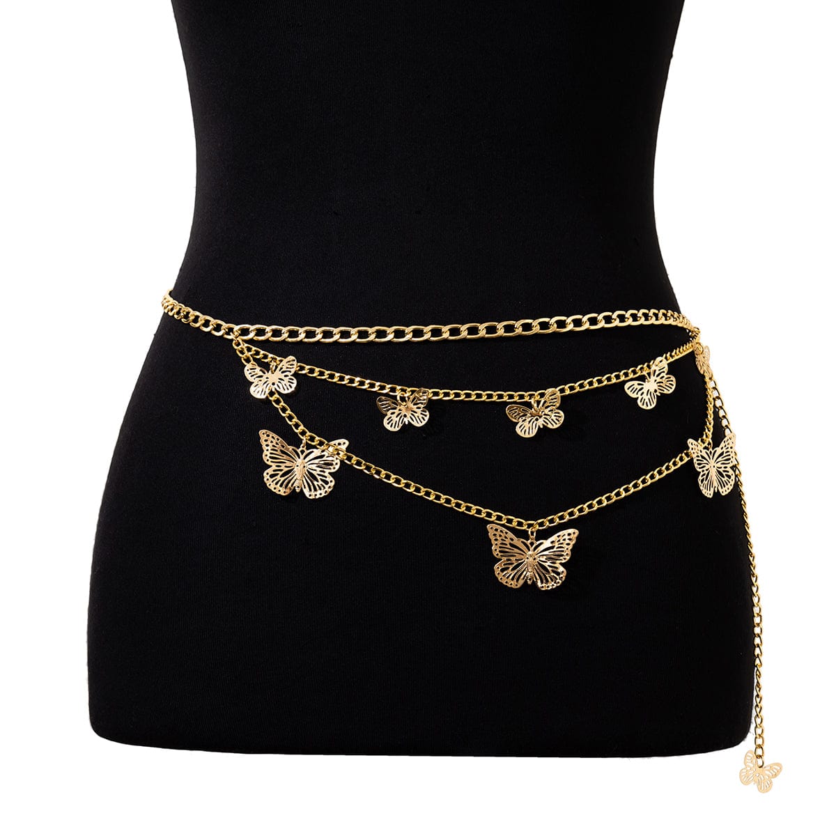 Dainty Trendy Layered Butterfly Curb Belly Chain