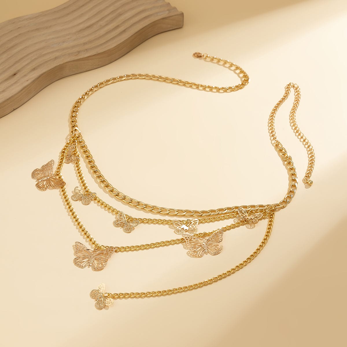 Dainty Trendy Layered Butterfly Curb Belly Chain