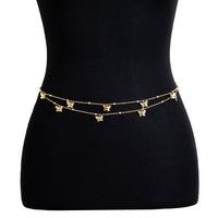 Thumbnail for Dainty Trendy Layered Butterfly Saturn Belly Chain