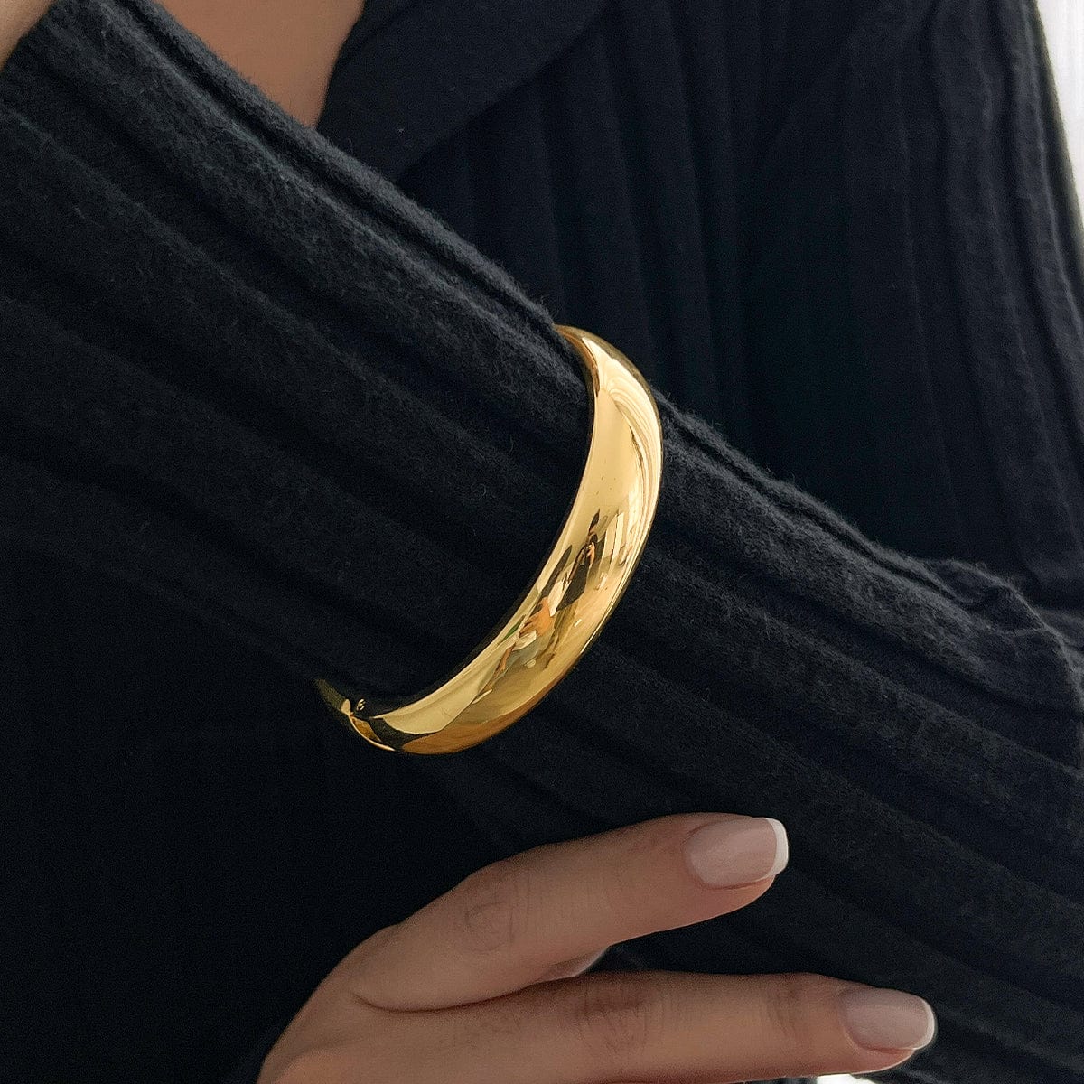 Delicate Gold Silver Plated Glossy Bangle Bracelet - ArtGalleryZen