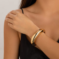 Thumbnail for Delicate Gold Silver Plated Irregular Curved Bangle Bracelet