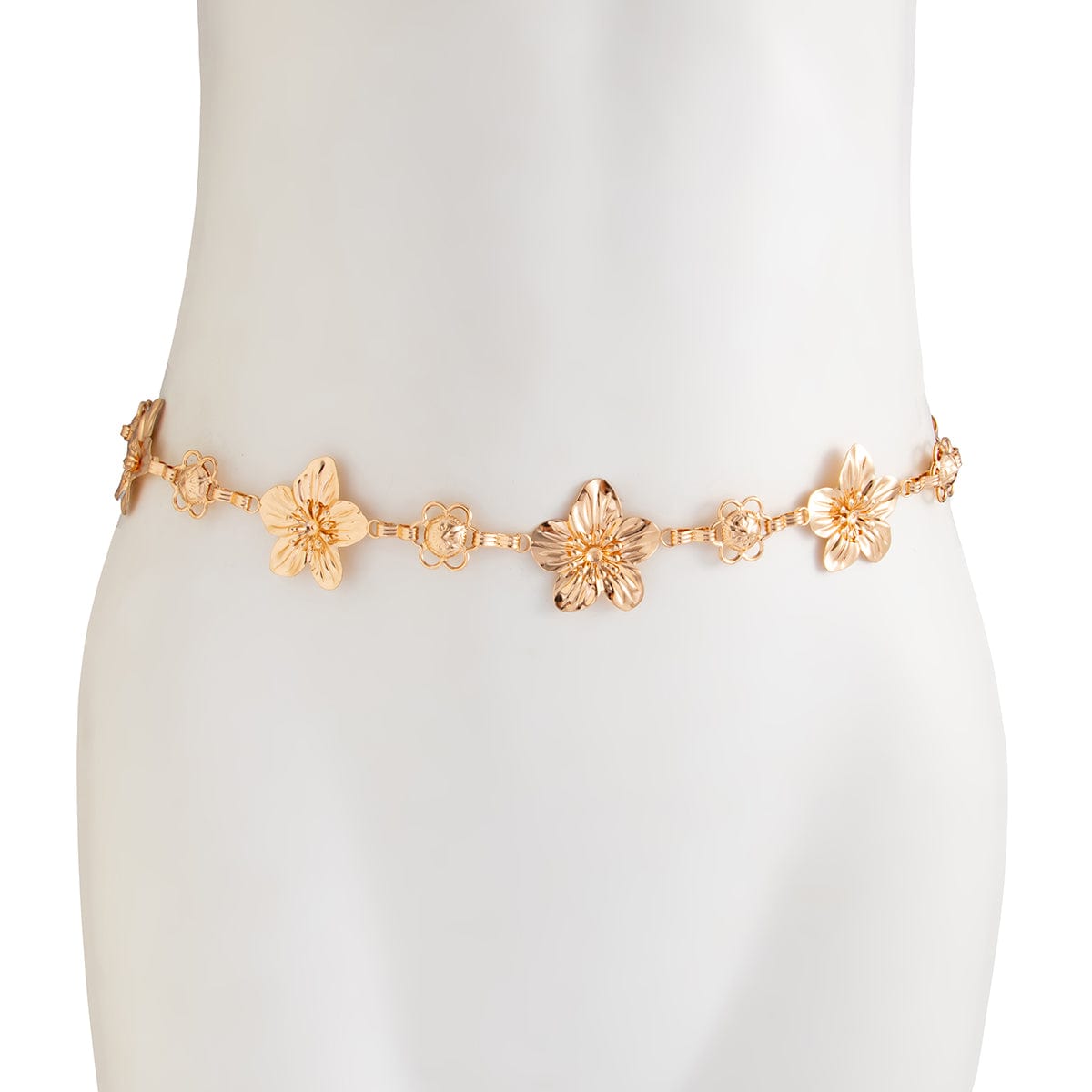Delicate Gold Tone Flower Waist Chain - ArtGalleryZen