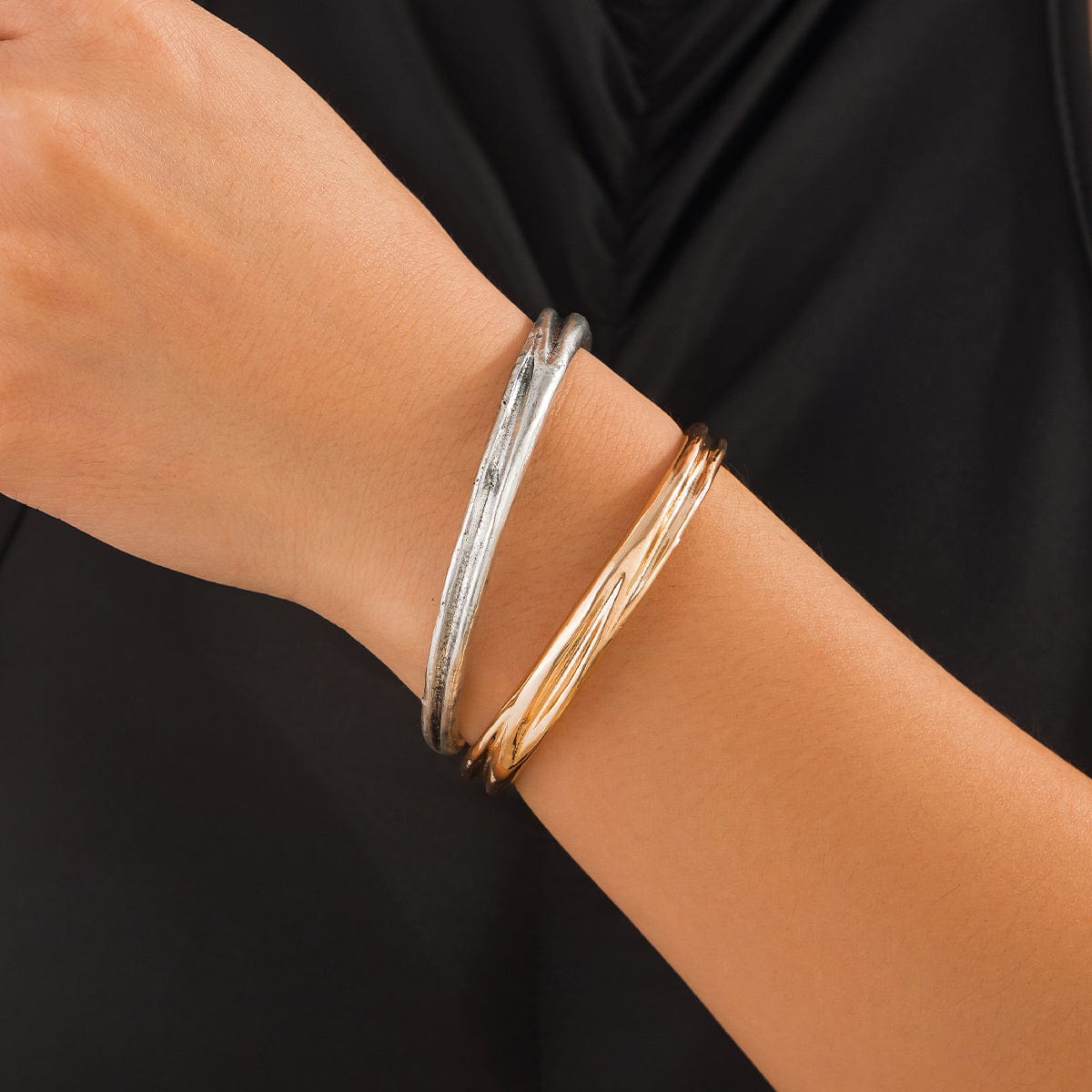 Delicate Irregular Concave Open Bangle Bracelet