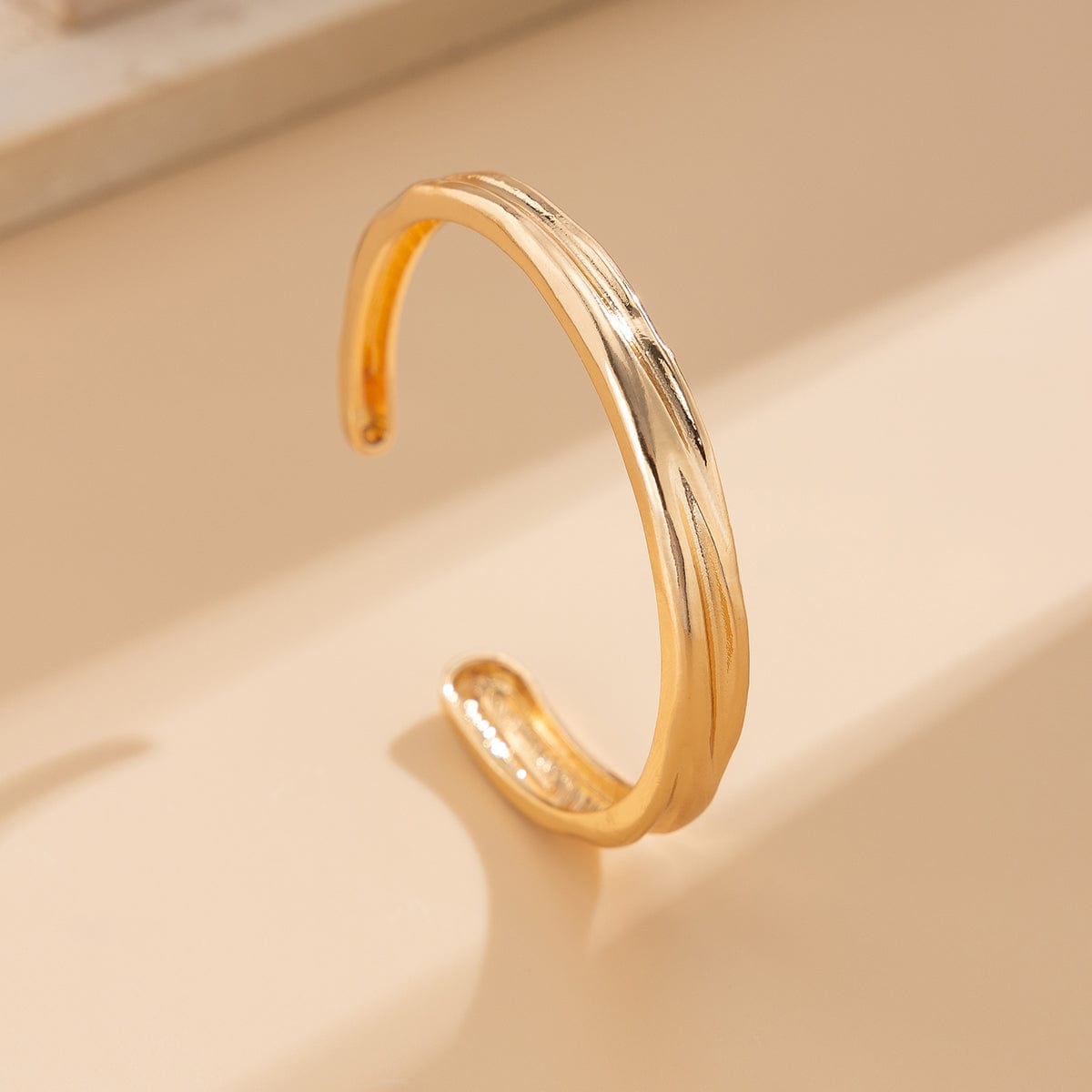 Delicate Irregular Concave Open Bangle Bracelet